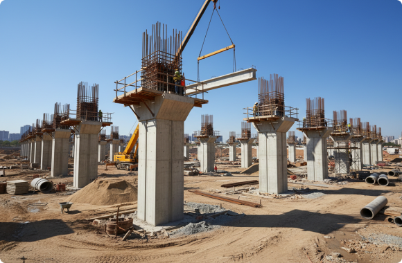 Home 8 Obra com pilares em execucao