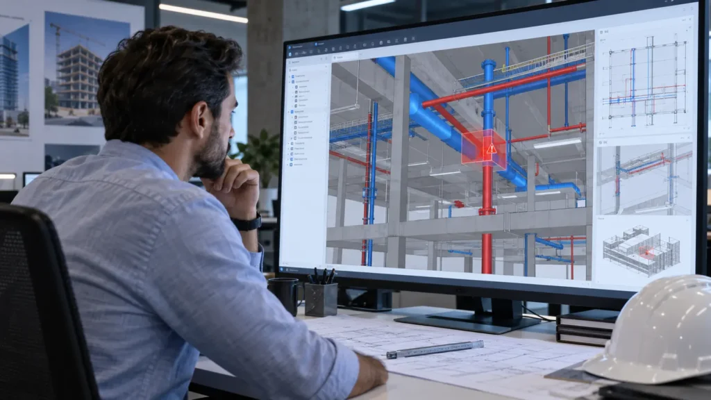 BIM na Compatibilização de Projetos: O que É e Por que Reduz Conflitos em Obra 2 Engenheiro analisa compatibilização BIM de projetos