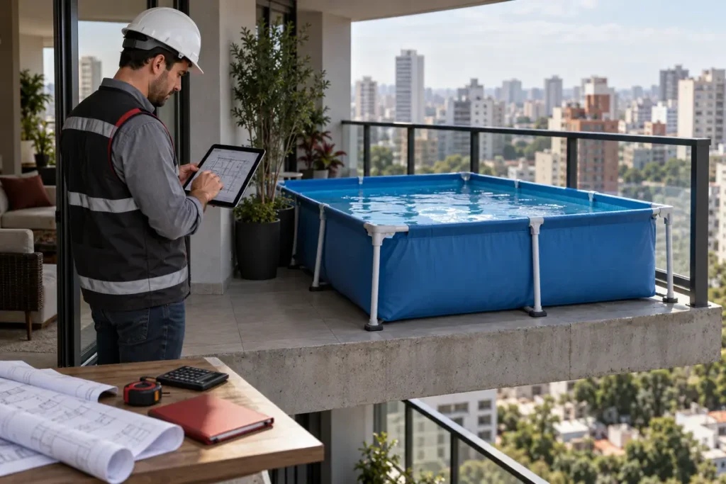 Piscina em Laje ou Sacada: Como Saber se a Estrutura Suporta o Peso 2 piscina laje sacada